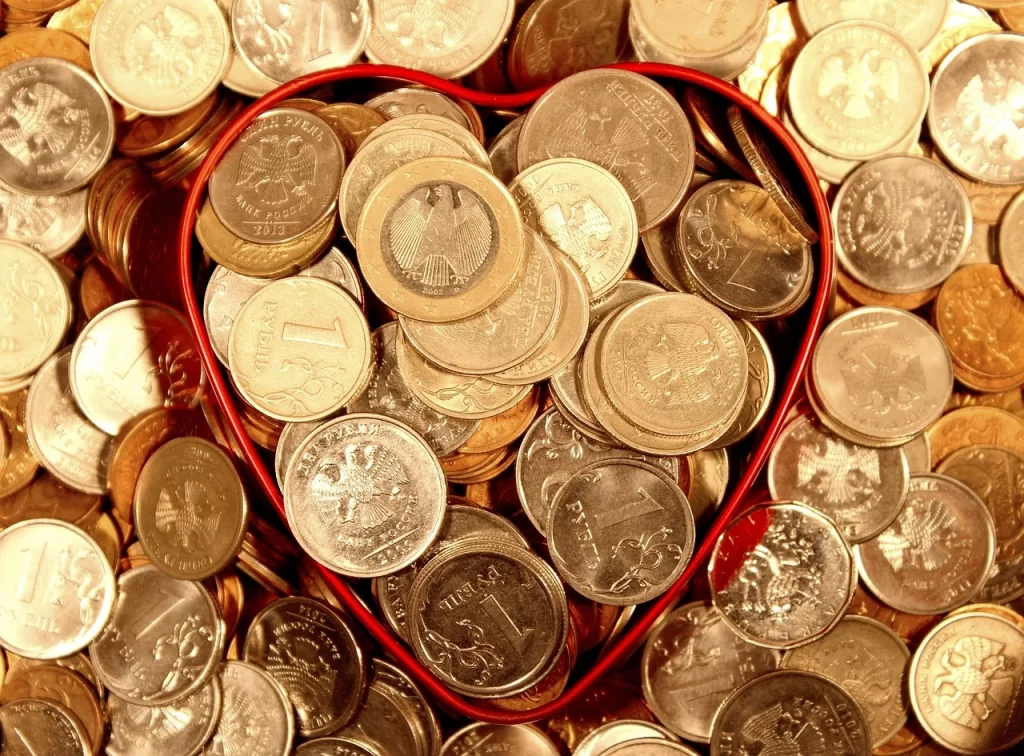 an image of money with love shape