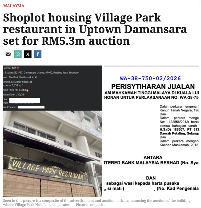 Rm5. 3 million commercial property auction in damansara uptown used as an estate planning example