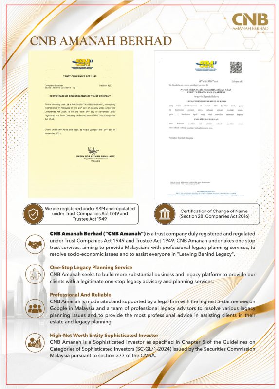 Cnb-amanah-berhad-trust-company-registration-malaysia - cnb amanah berhad Cnb amanah berhad trust company registration certificate and company name change documentation issued by ssm malaysia.